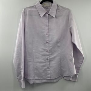 3For$20 IL Migliore Purple/White Button Down Blouse size: Large